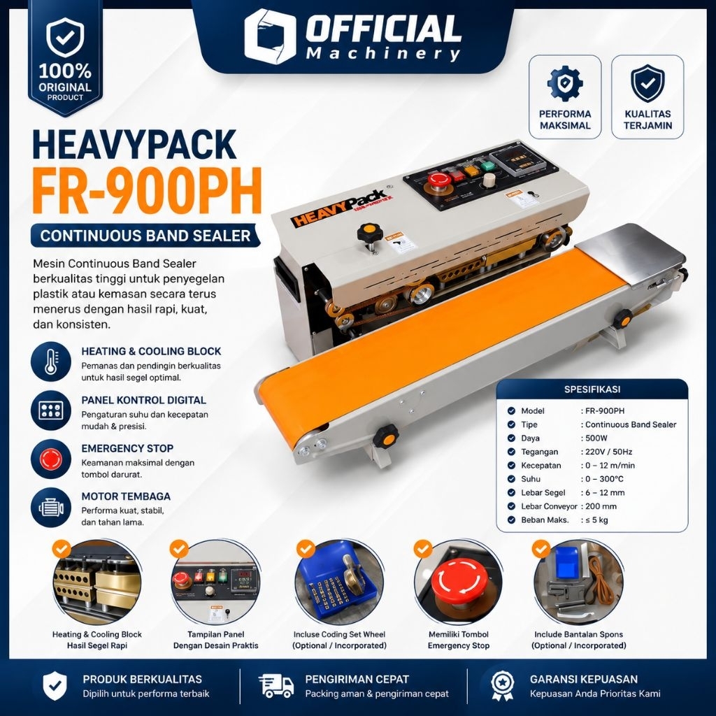 Heavypack FR-900PH Continous Band Sealer FR-900 PH Mesin segel Kemasan