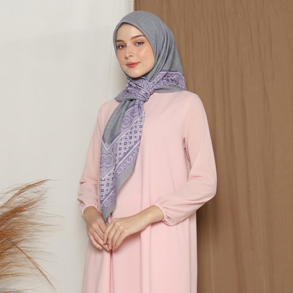 Hijab Segi Empat Voal Premium Dior 115x115 Motif Zareena Exclusive - Scarf Saffiya
