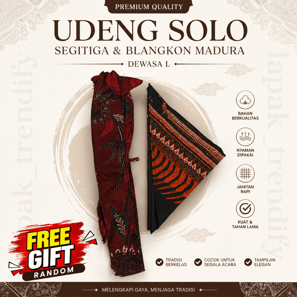 trendify_Segitiga Madura Sakerah Sakera jaranan Udeng Halus | Udeng Batik Segitiga | Udeng madura sa