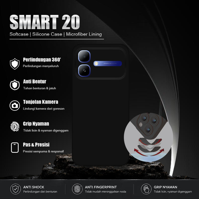 Softcase Hitam Polos For Infinix SMART 20 - Softcase Handphone - Casing Hape - Casing Ponsel - Case 