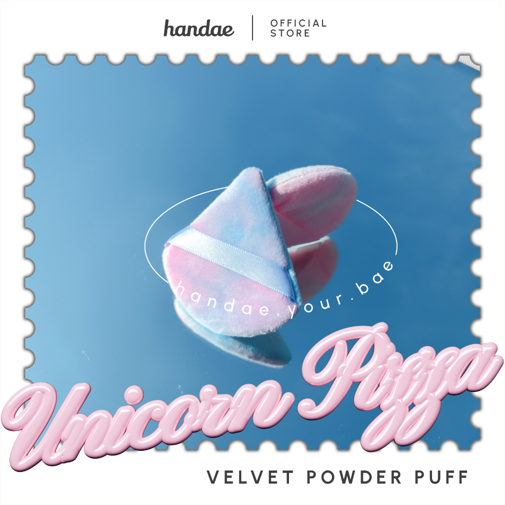 Handae Unicorn Pizza Velvet Puff | Spons Bedak Segitiga Pizza | Velvet Makeup Sponge Tie Dye Rainbow