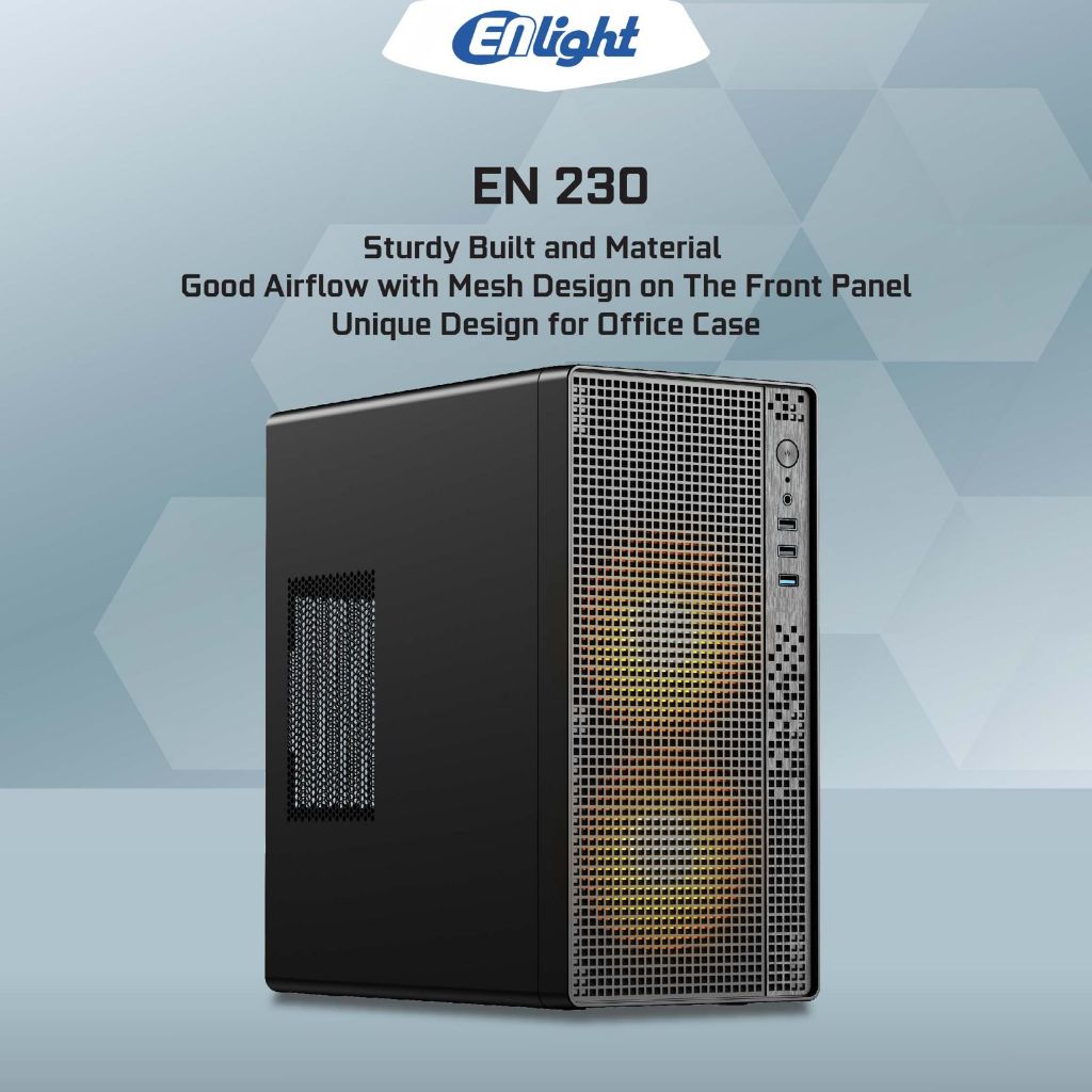 Casing Enlight EN230 Micro ATX PC Case Include PSU 300W
