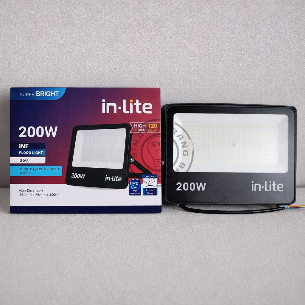 LAMPU SOROT FLOODLIGHT LED INLITE 060 200W 200 WATT BERGARANSI - INF060
