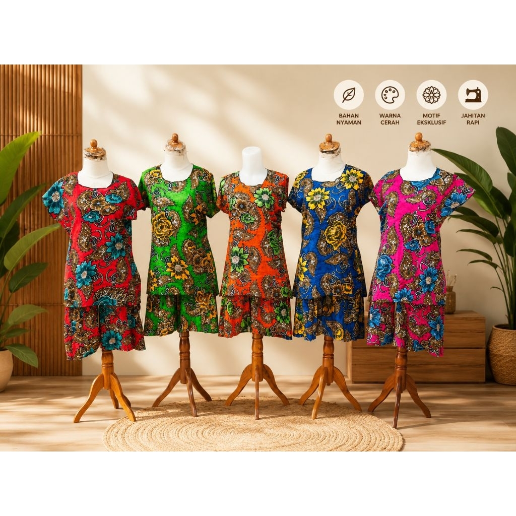 Setelan Kulot Motif Batik Kembang Premium Rayon