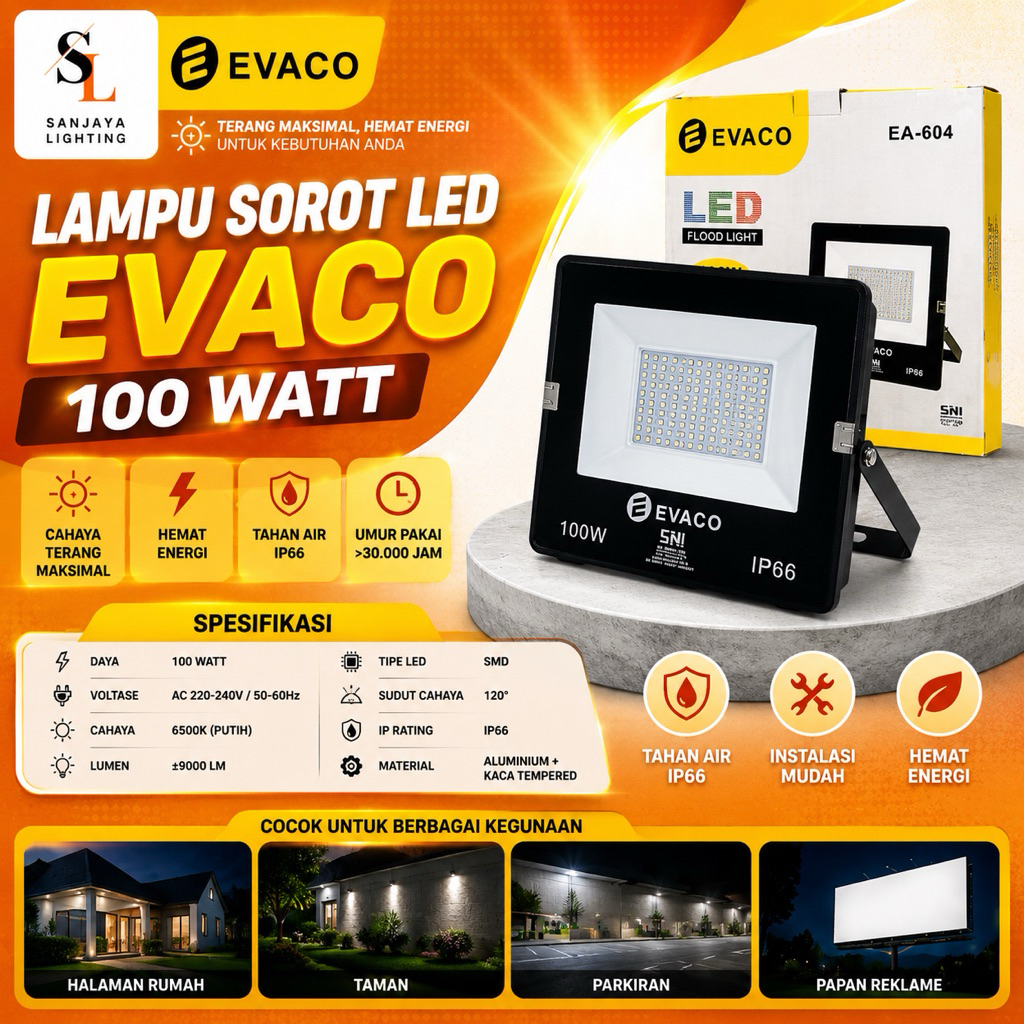 Lampu Sorot Led Evaco IP66 100 watt