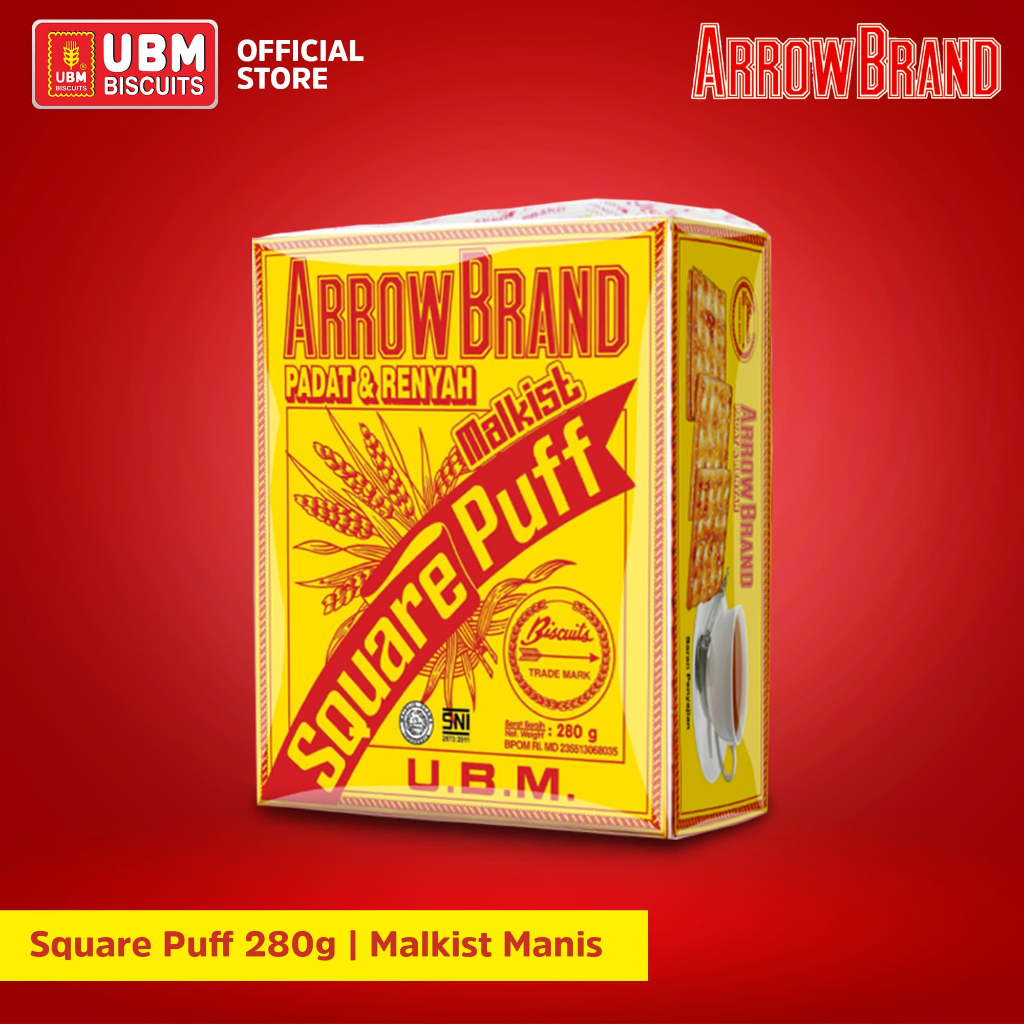 UBM Biscuit Square Puff 280gr (Arrow Brand) - Manis