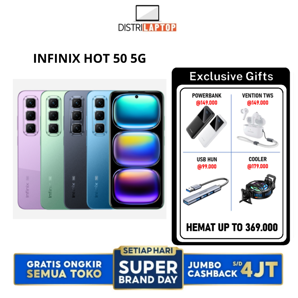 Infinix Hot 50 5G 8/256GB - Handphone Android Garansi Resmi