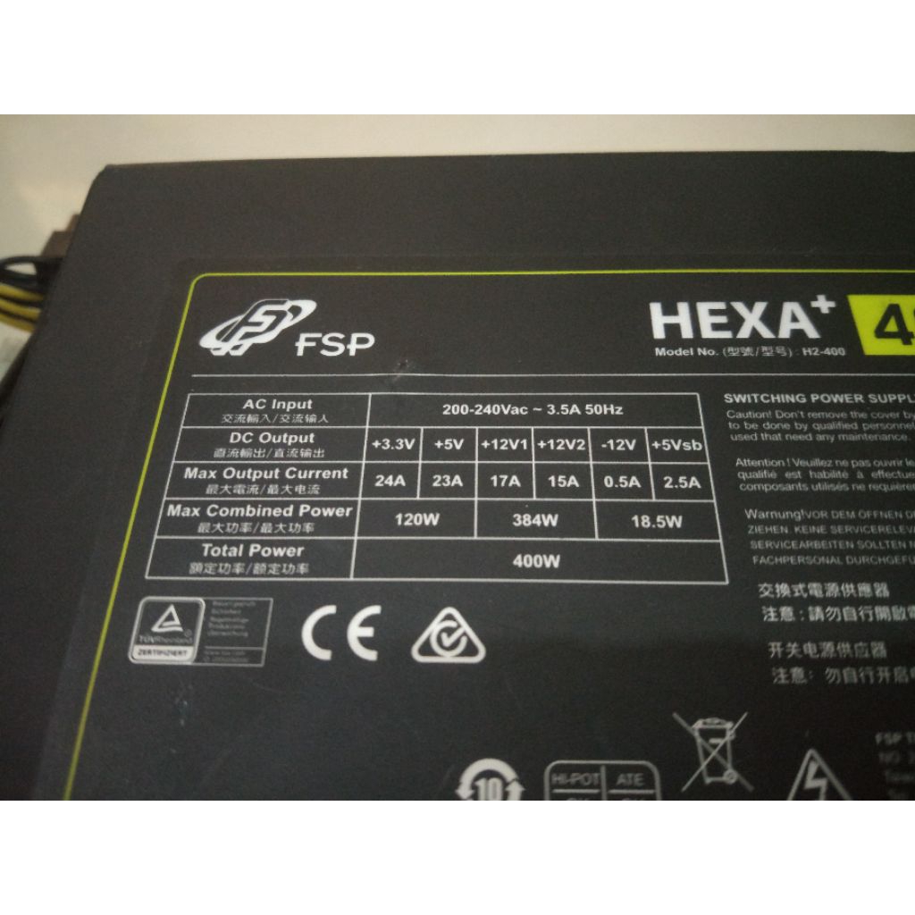 PSU POWER SUPPLY FSP HEXA+ 400 WATT