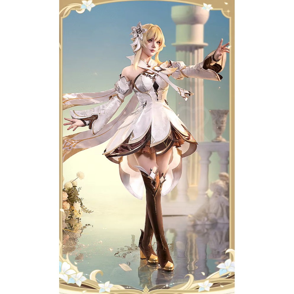 Traveler Lumine Cosplay Costume Genshin Impact  Women Dress Cute Costume Traveler Lumine New Skin Pl