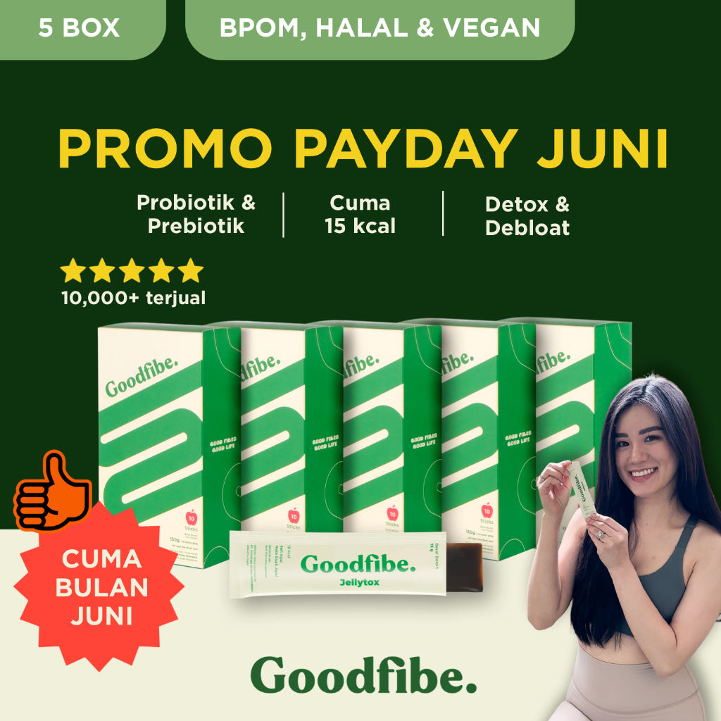 PROMO PAYDAY Turun 5 KG (5 Box) – Goodfibe Jellytox Fiber Jelly Probiotik Pelancar BAB TERHEMAT