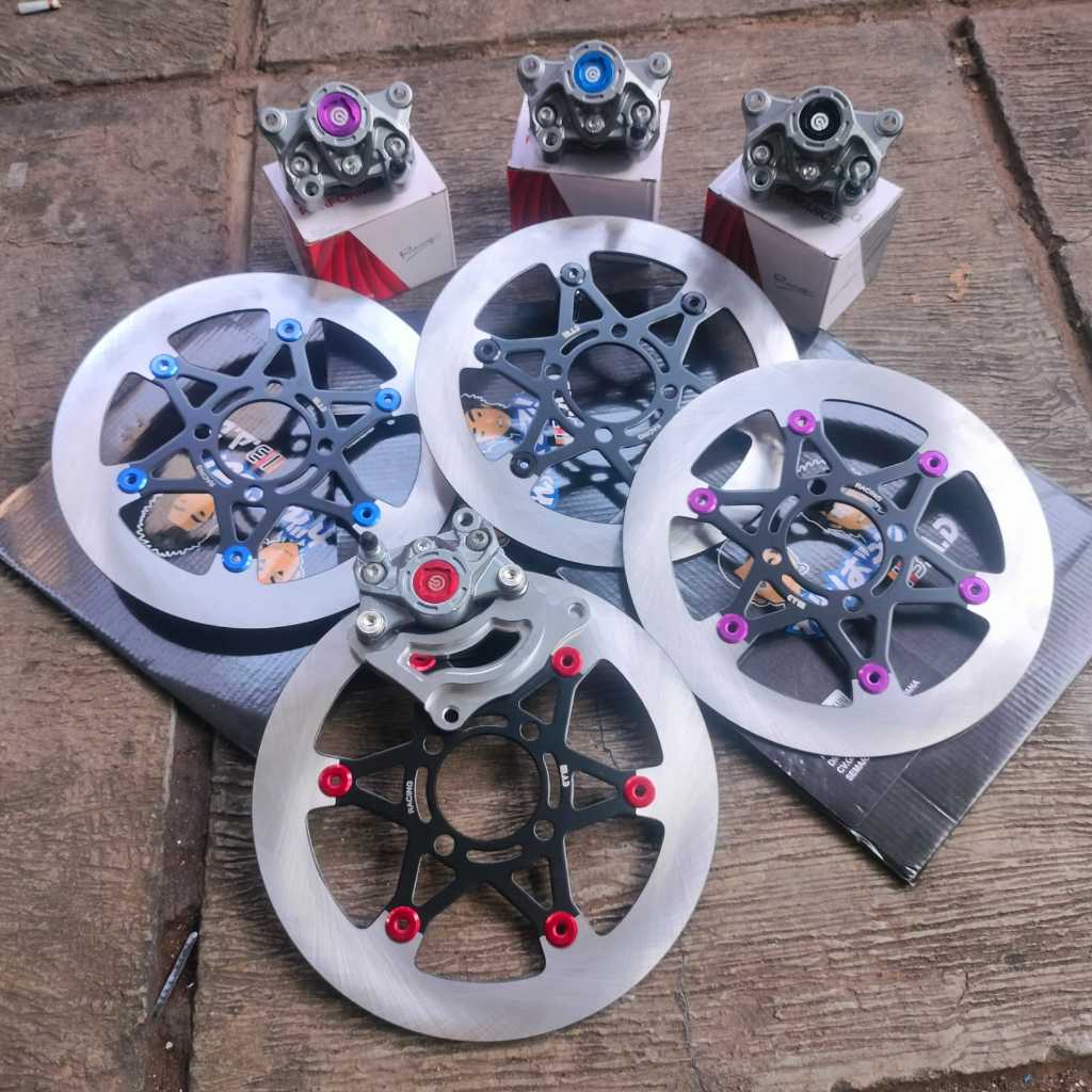 PAKETAN DISC SUNSTAR MODEL BINTANG DATAR PLUS KALIPER GREY COIN PLUS BREKET MIO 260MM PLUS SELANG RE