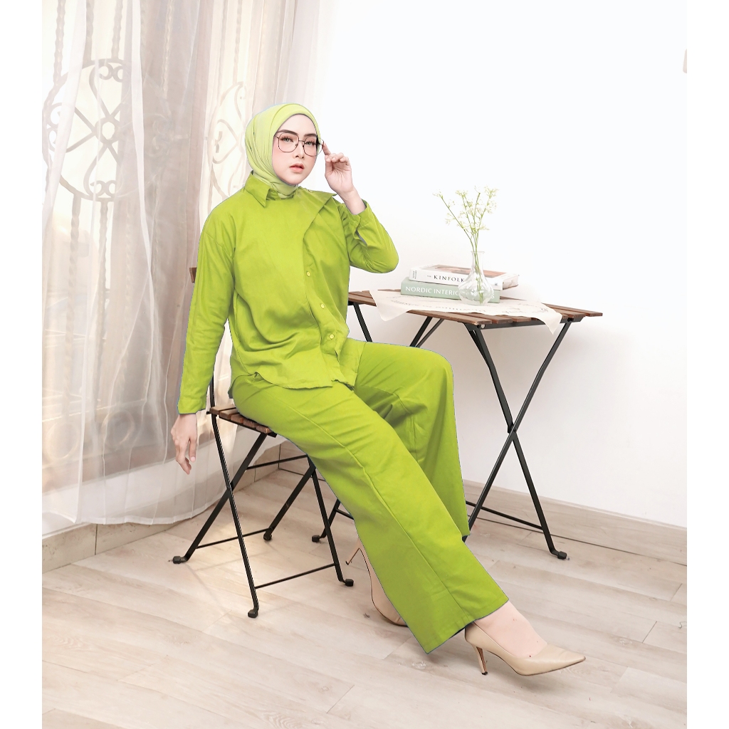 GEA Fashion Hawa One Set katun Linen Rami wanita