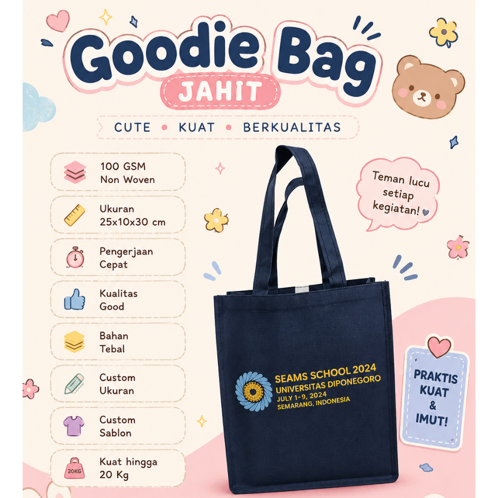 Goodie Bag Custom Jahit Ukuran 100 Gsm TEBAL