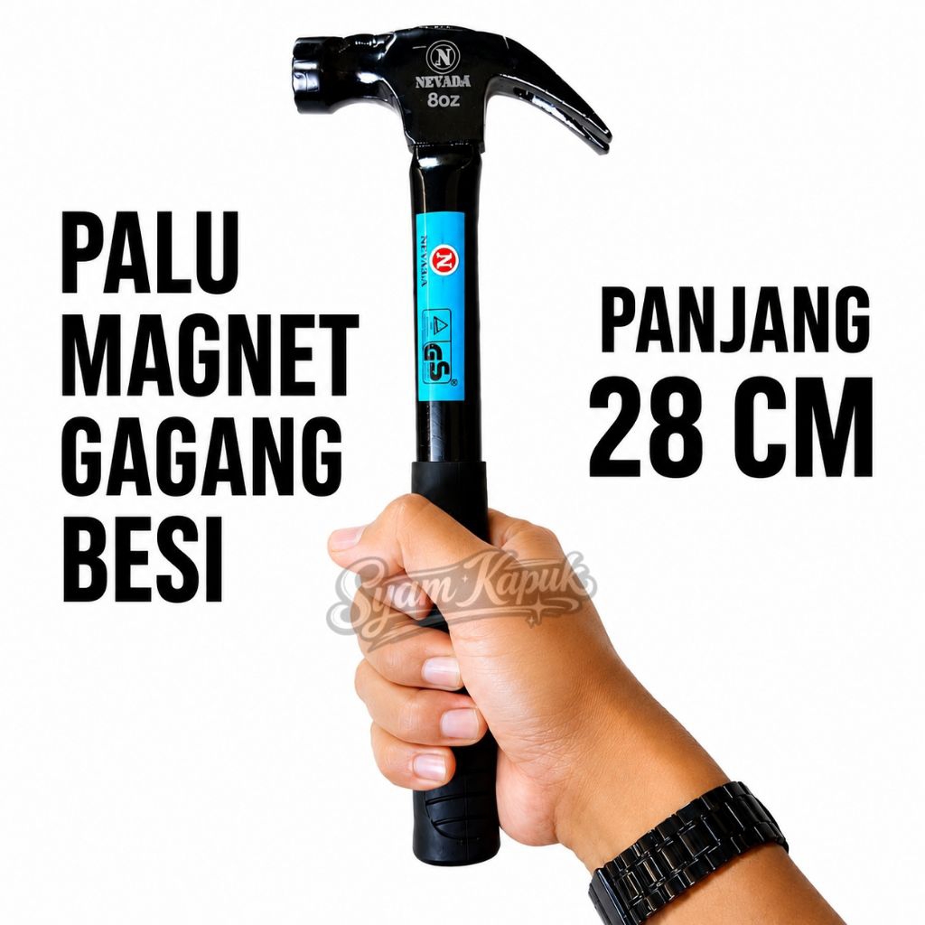 Palu Magnet Gagang Pipa Besi / Palu Kambing Hitam Gagang Besi / Palu Magnet Anti Slip