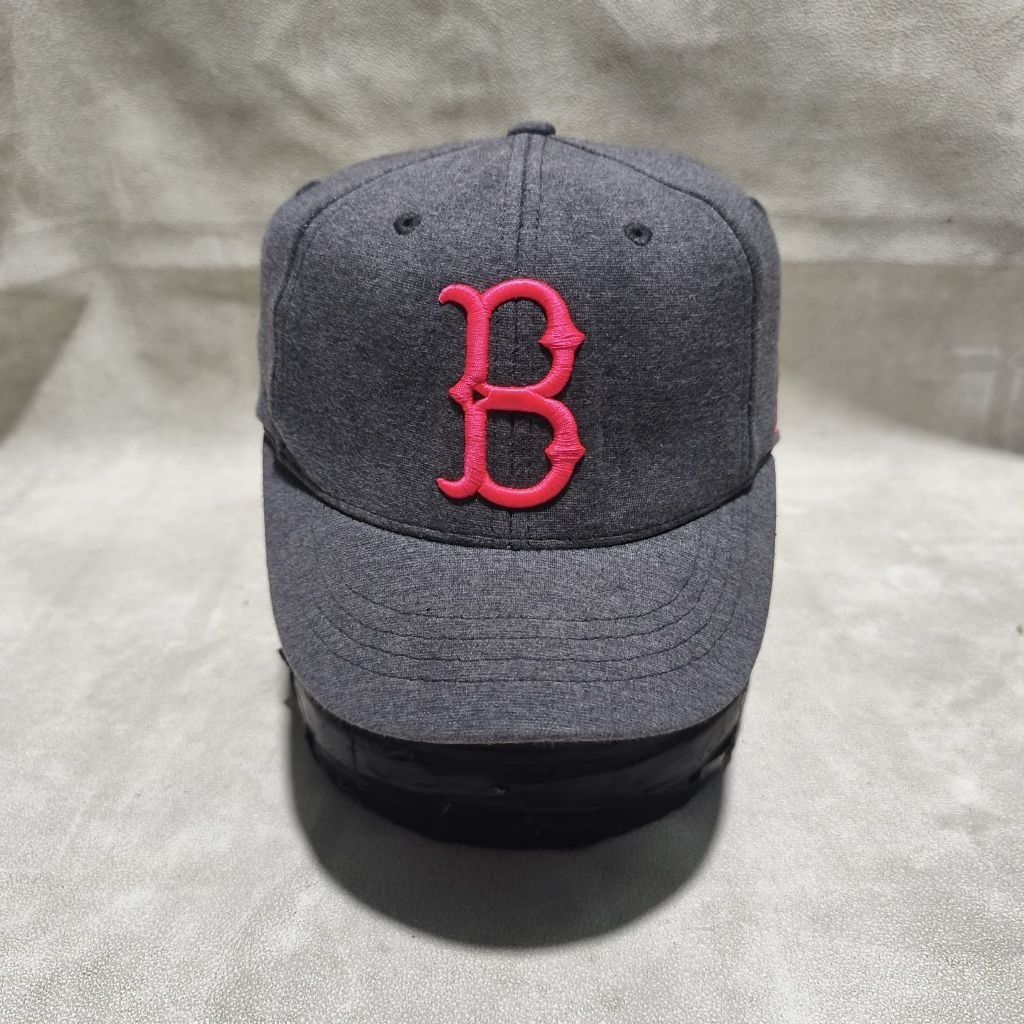 Topi baseball visor pendek pria mlb boston abu