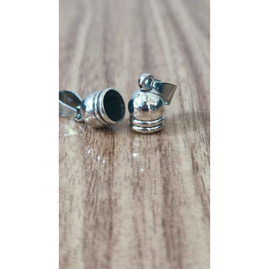 liontin ring emban kalung 8mm bahan logam untuk taring batu kayu dll