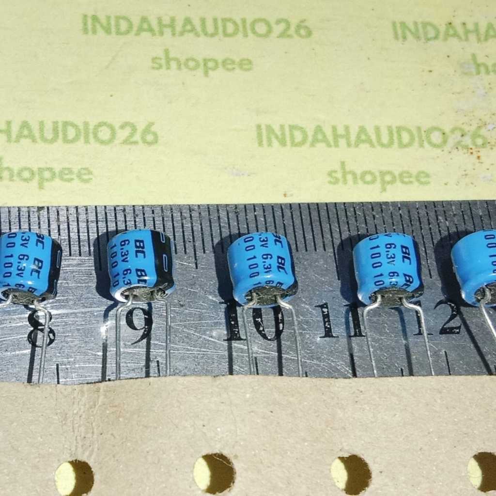 BC 100uf 6v3 d6x6mm elko bc biru 6,3v elco 6.3v kapasitor 100uf 6.3v 6,3v 6v3 capacitor