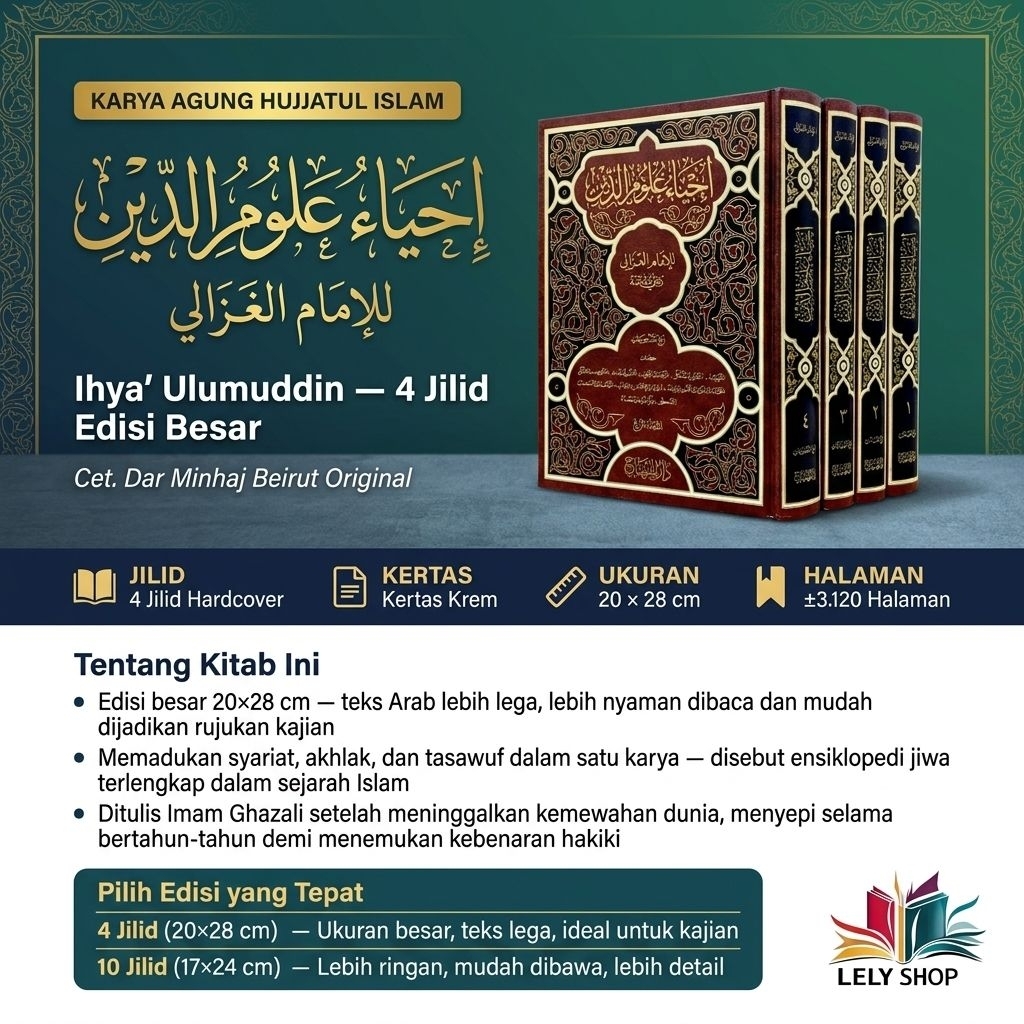 Buku Kitab IHYA' ULUMUDDIN imam Ghozali Gozali Cetakan Darul Minhaj Beirut Original 4 Jilid