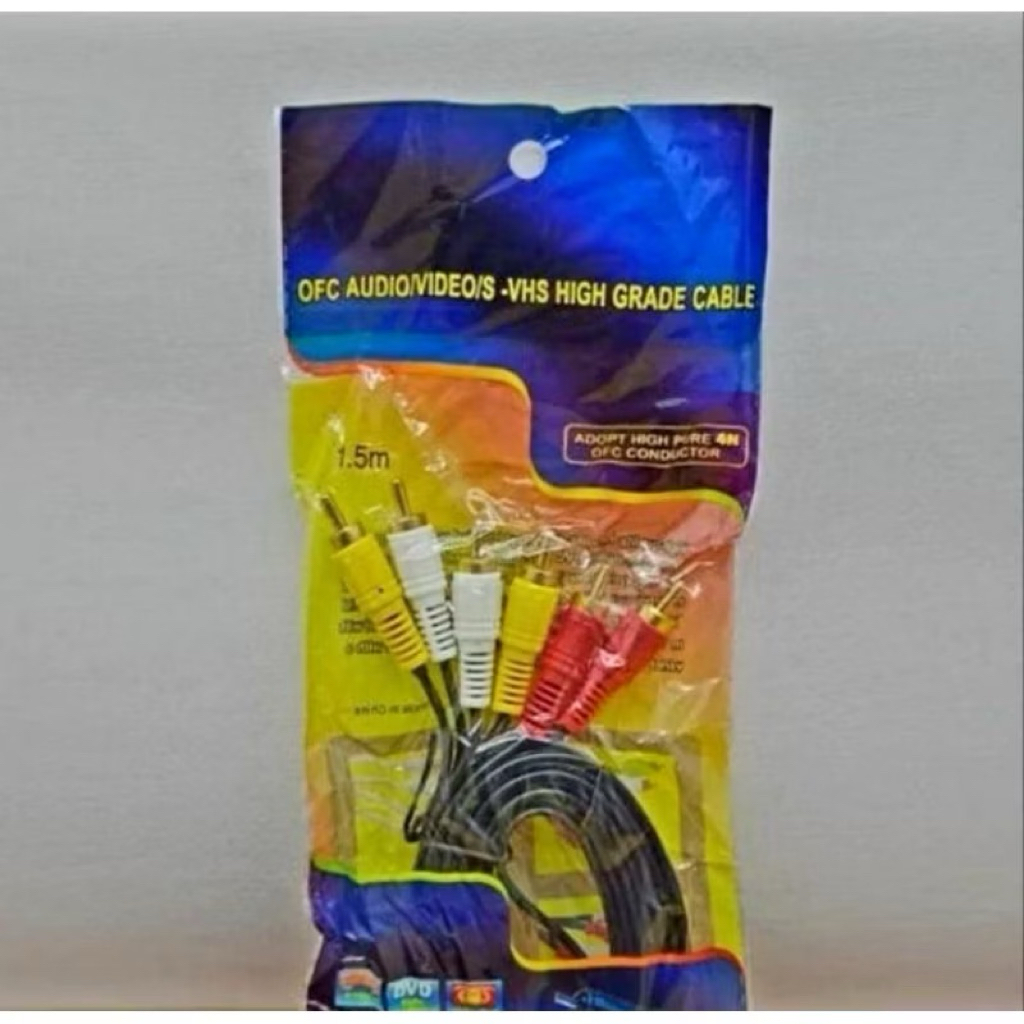 Kabel RCA 3 ke 3 Jack Audio Video RCA STB TV 1.5Meter Jack Merah Putih Kuning
