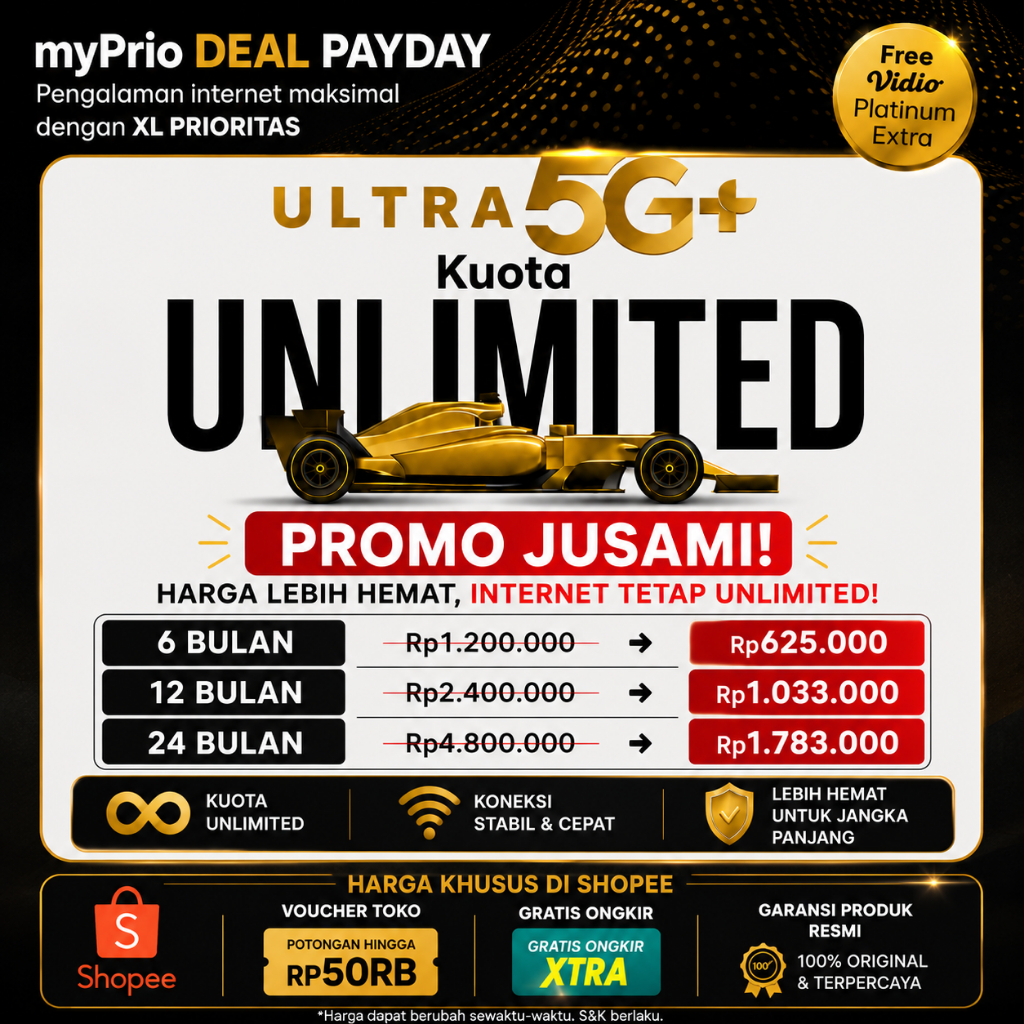 Promo Jusami XL Prioritas Unlimited Ultra 5G+ My Prio Deal