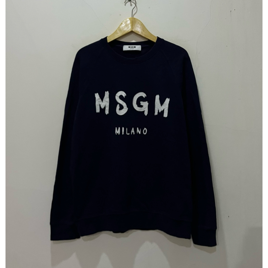 Crewneck MSGM Milano Classic Logo Print Navy AUTHENTIC ORIGINAL / Sweatshirt MSGM Milano