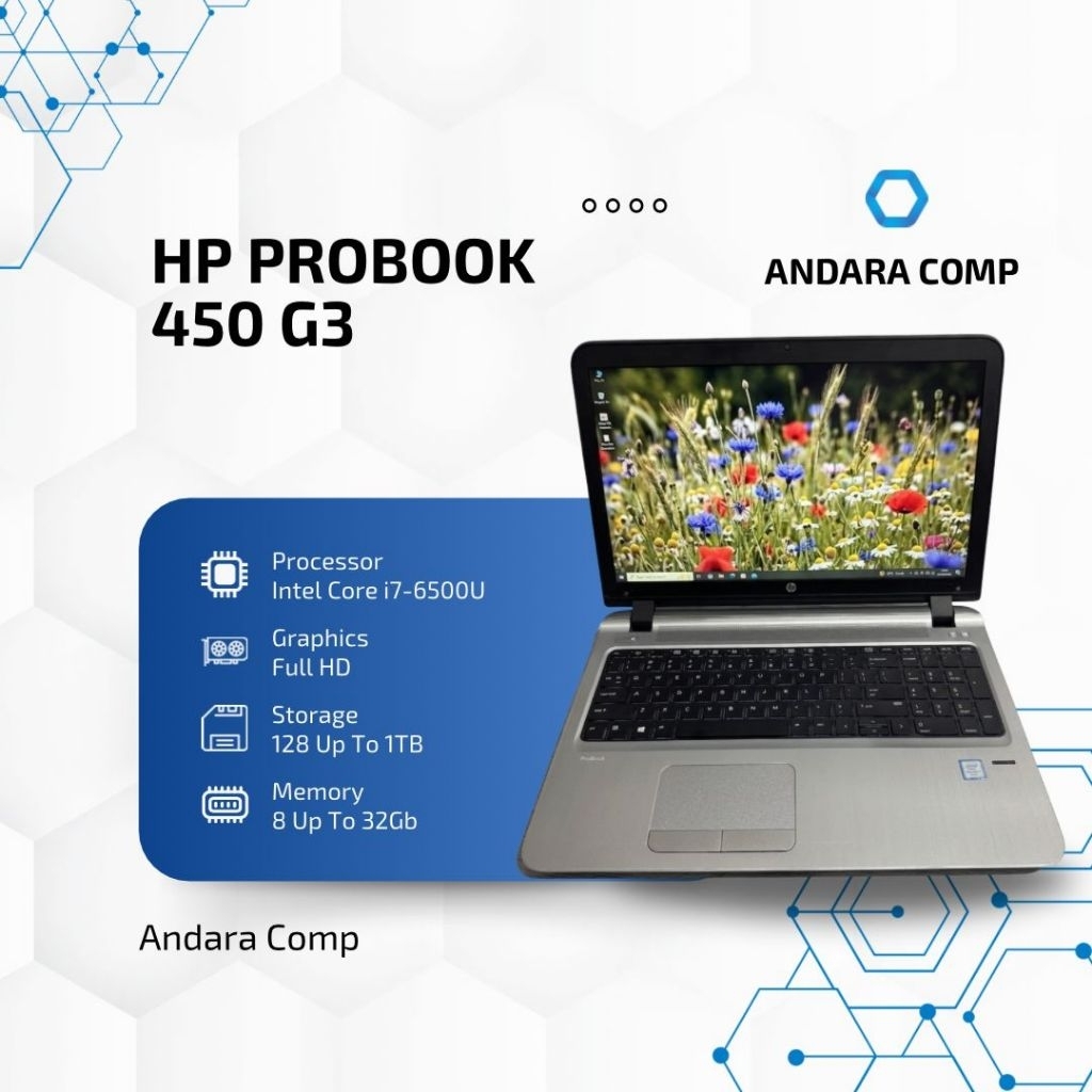 HP PROBOOK 450 G3 i7-6500U  / RAM 8GB / SSD 128GB / RESOLUSI HD
