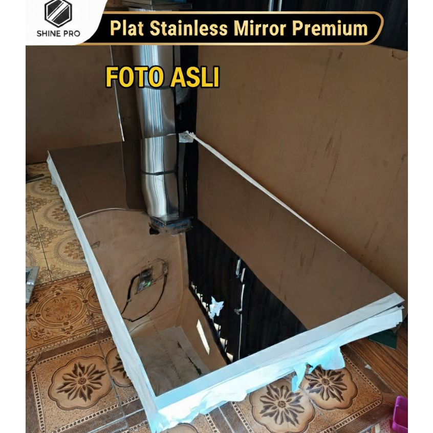 2 Lembar Plat stainless Mirror ba 430 0.3mm B(biasa) - lembaran 1x2 Meter