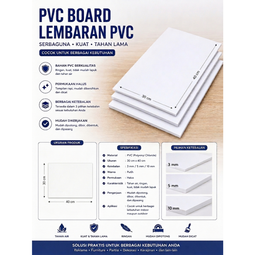 PVC BOARD/ ANDY BOARD / PVC POLOS / BOARD POLOS/ POLOS / 30 X 40 CM / PVC 3MM/ PVC 5MM/ PVC 10MM