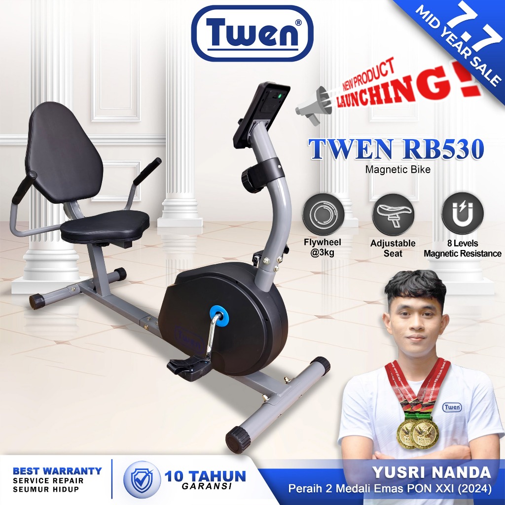 TWEN RB530 Alat Fitness Sepeda Statis Magnetic Recumbent Bike