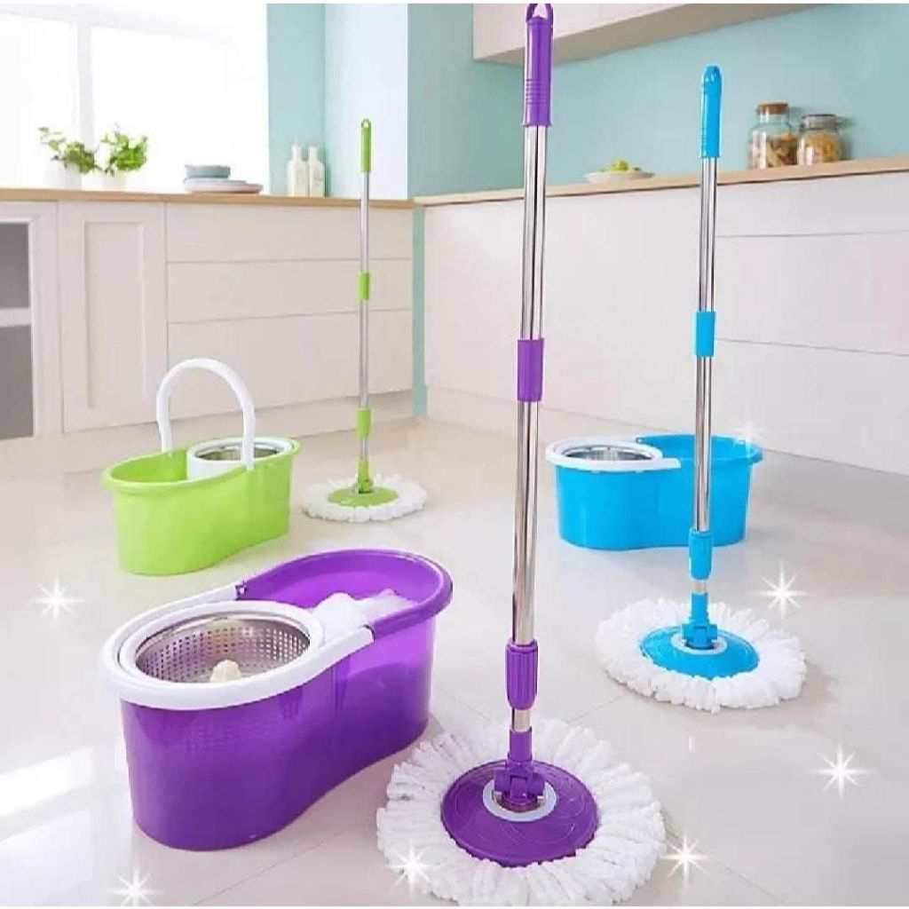 Magic Spin Mop Set / Pel Wadah Stainless Steel 360° + Bucket Pengering HA1863