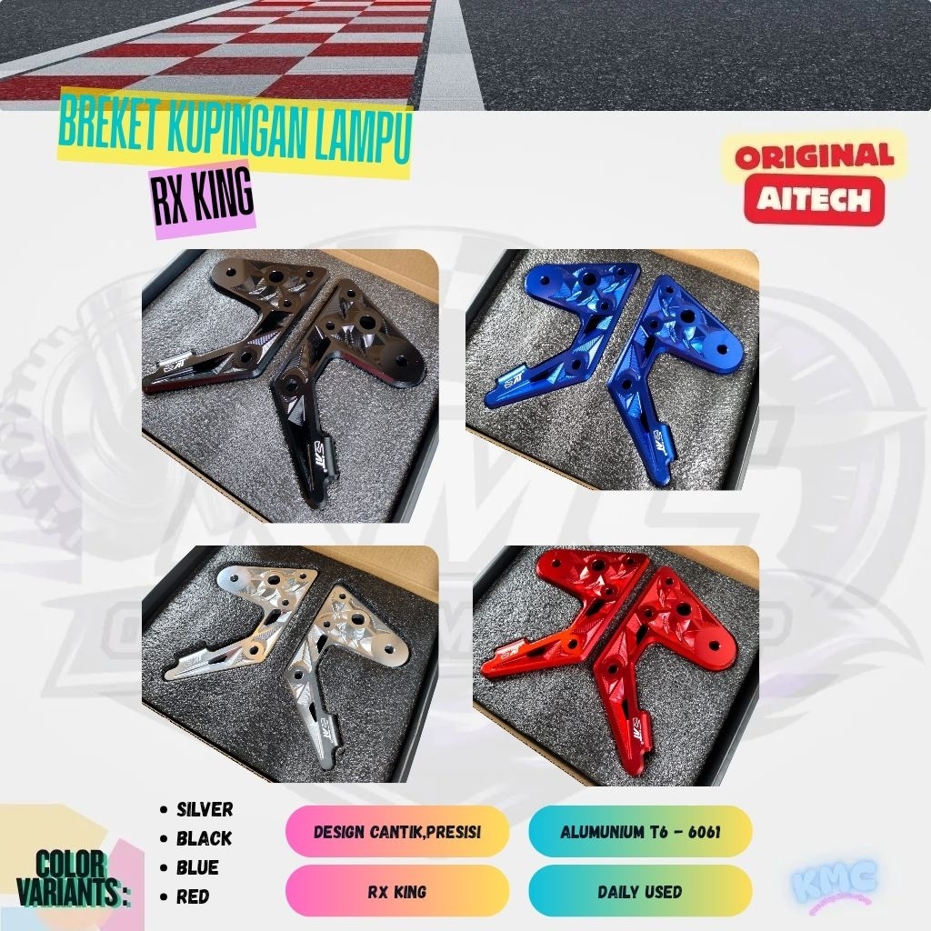 BREKET KUPINGAN LAMPU RX KING ALUMUNIUM ORIGINAL AITECH