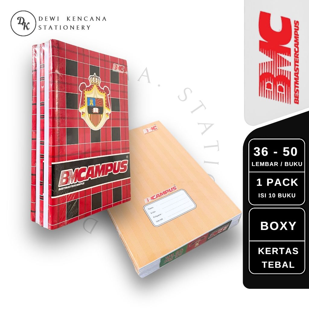 Buku Tulis Campus Boxy BMC (Panjang) 36 dan 50 Lembar 1 Pack Isi 10 Buku