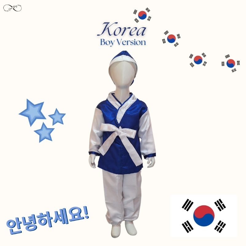 Baju Kostum Hanbok Biru Boy/Hanbok Biru Pria Dewasa/Baju Negara Korea