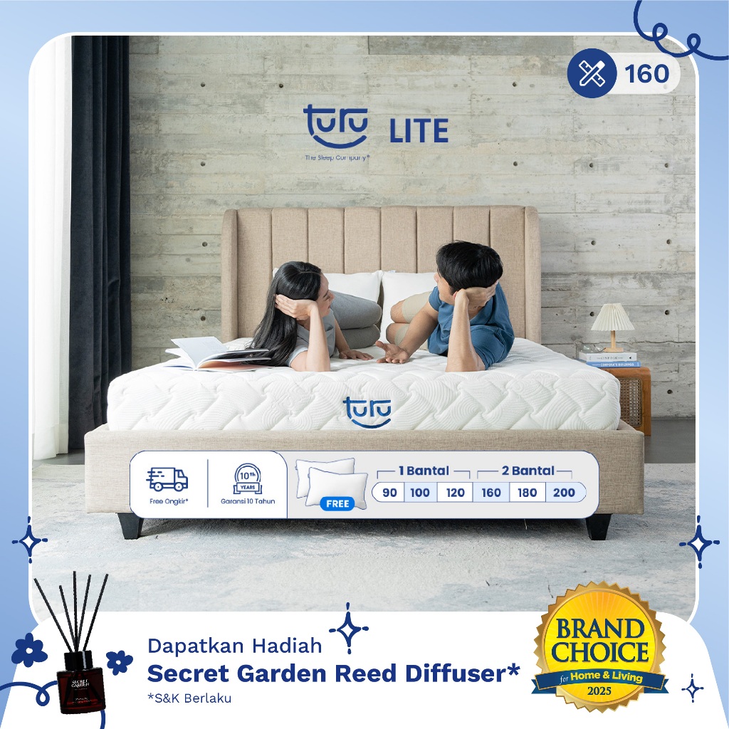 Turu - Kasur Base Support Foam TURU LITE ukuran 160x200 (Queen Size) Free Bantal
