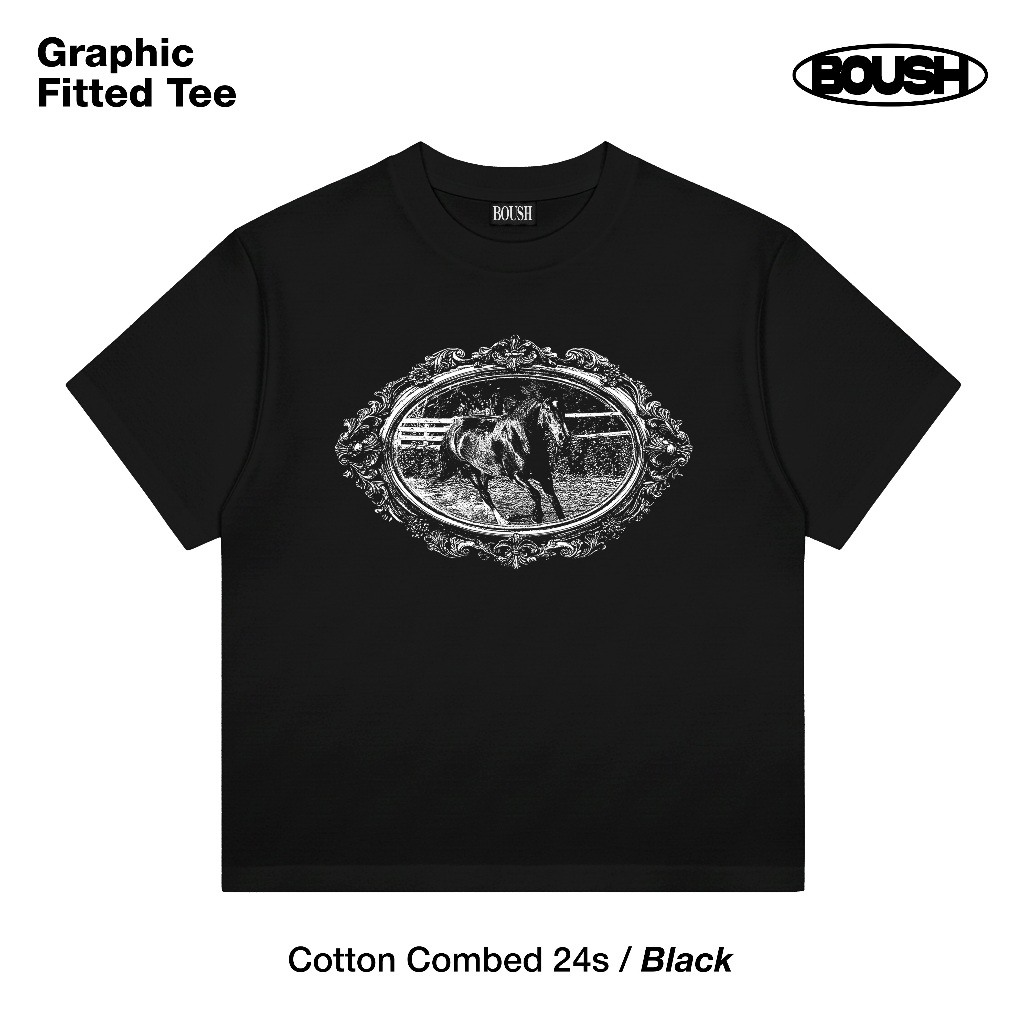 BOUSH Fitted Tee Stalion | Graphic Fitted Tee | Fitted Tee cotton combed 24s