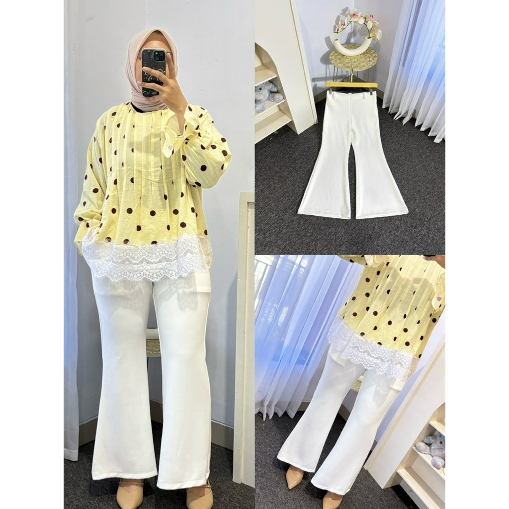 Celana Scuba Cutbray Putih Wanita