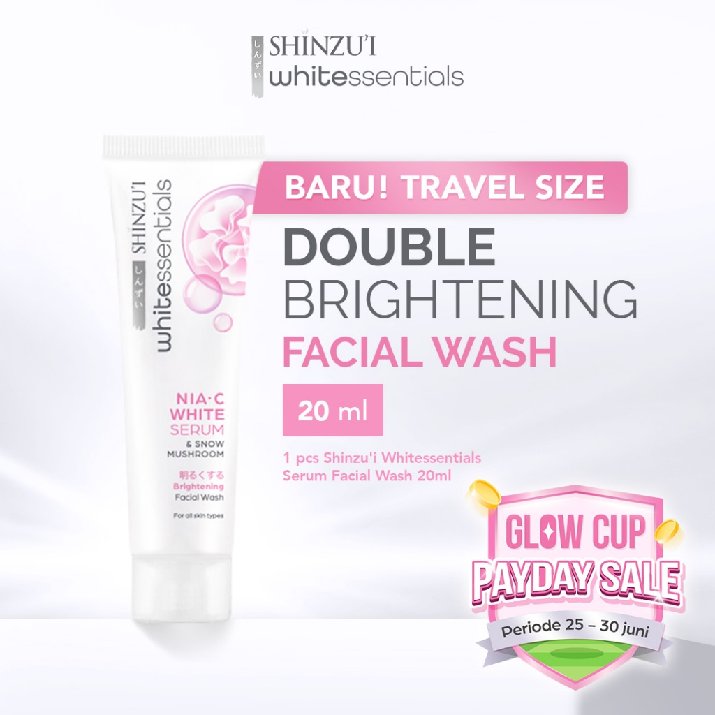 Shinzui WHITEssentials Double Brightening Facial Wash Snow Mushroom 20 ml Travel Size