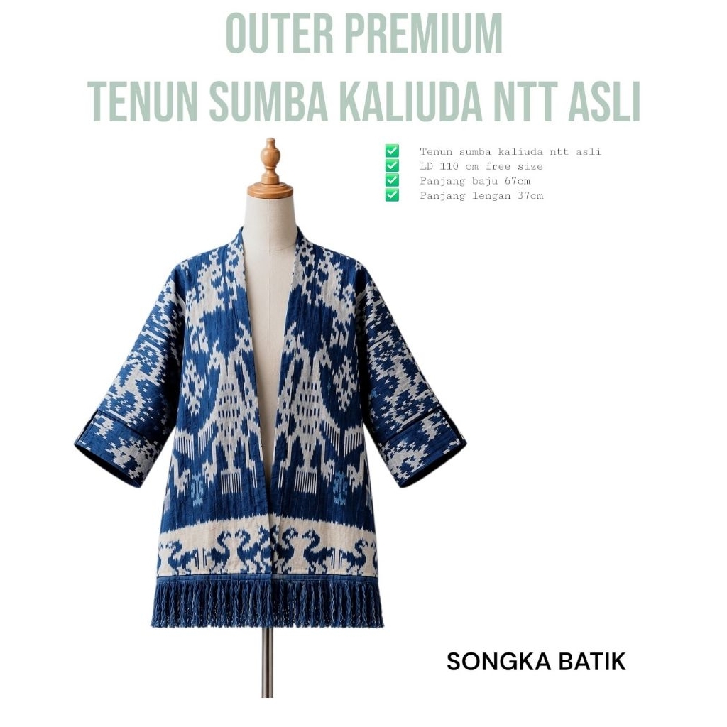 TOP WANITA/OUTER WANITA /OUTER TENUN NTT SUMBA ASLI/OUTER ETNIK /BAJU TENUN ETNIK/BAJU BATIK