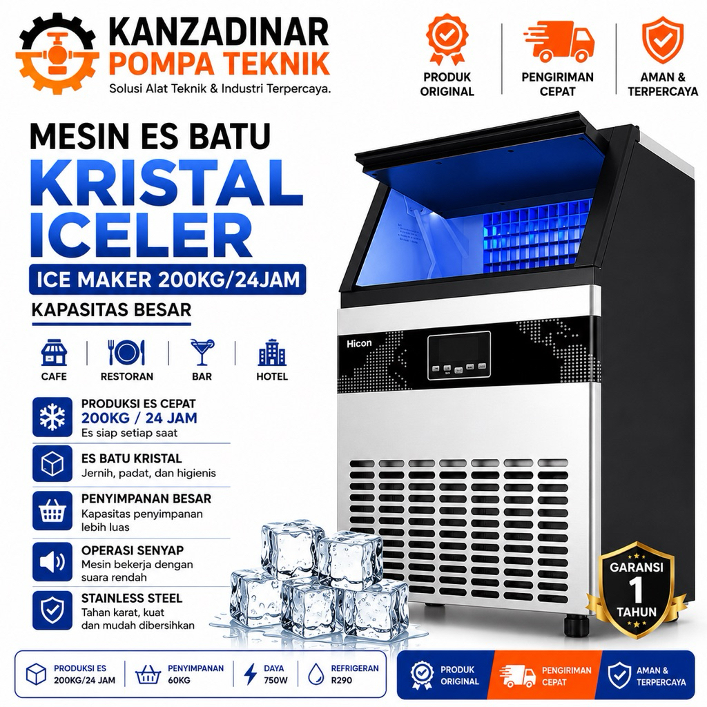 HICON ICE MAKER 200KG/DAY MESIN PEMBUAT ES BATU COMMERCIAL