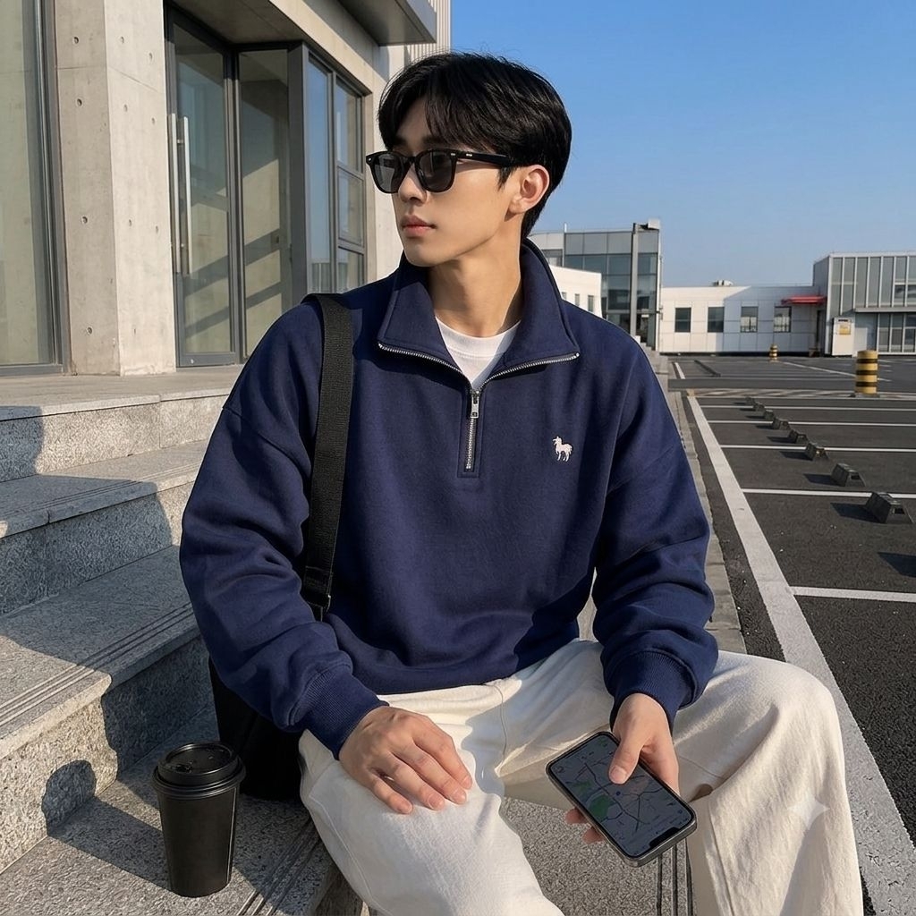 Jaketin Aja - Half Zip Big Size BORDIR ( S - XXXXXXL 6XL ) Simple Jaket Sweater Korean Ulzzang Style