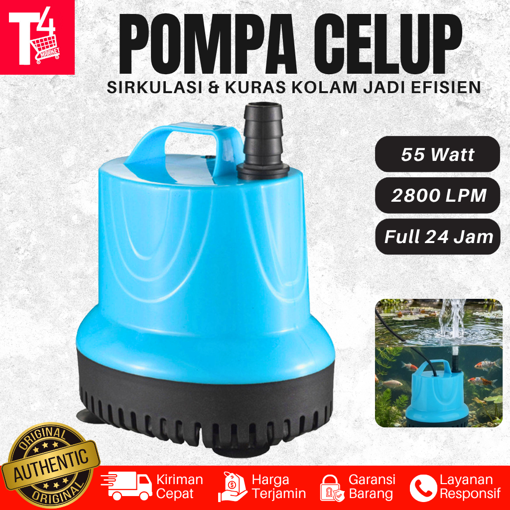 Pompa Air Celup Kolam Pompa Akuarium 55 Watt Mesin Air Submersible Pompa Kolam Sirkulasi Air Terjun