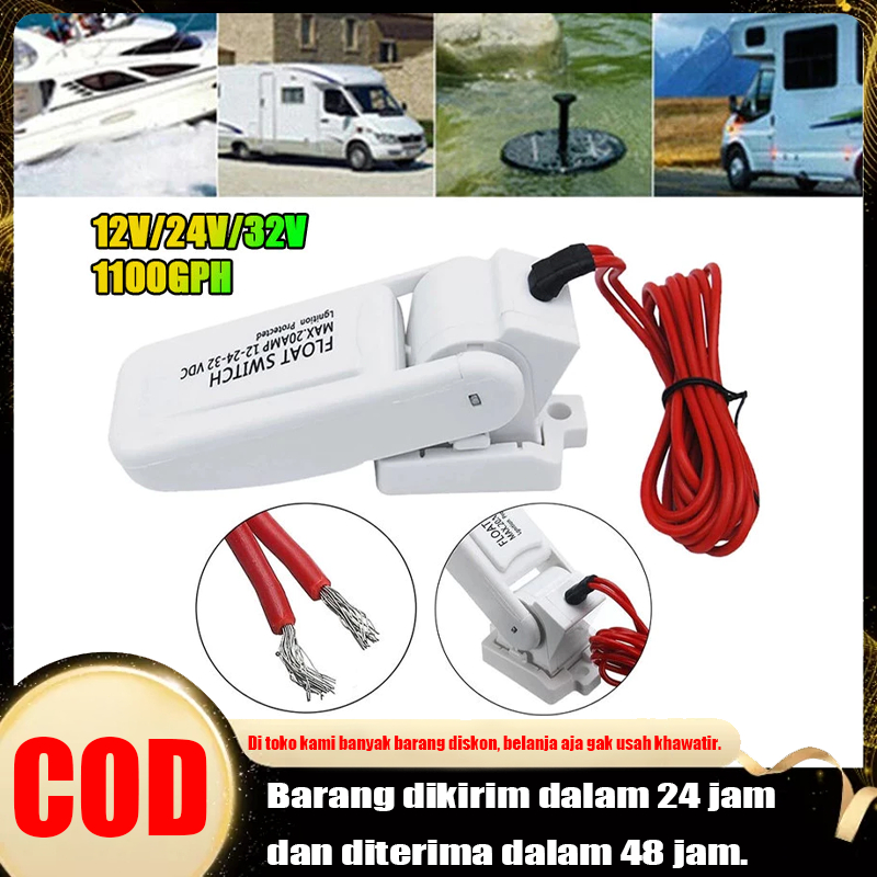 Pompa Bilge Submersible Otomatis 12V dengan Sensor Apung - Putih