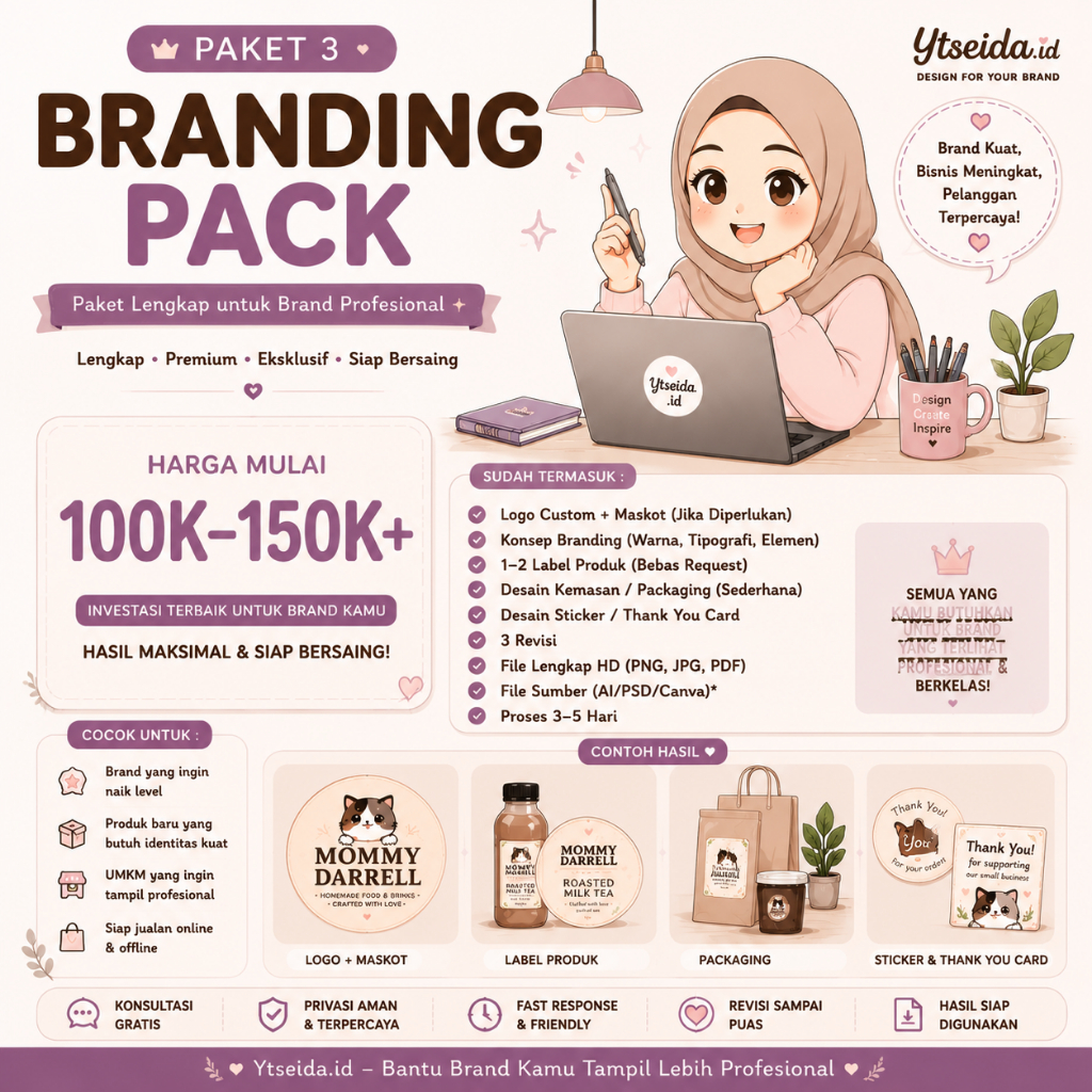 Jasa Desain Logo & Label Produk Custom | UMKM Makanan, Minuman, Skincare & Online Shop | Basic Pack