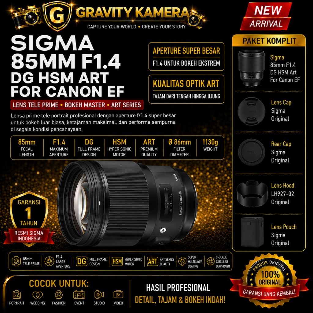 SIGMA 85MM F1.4 DG HSM ART FOR CANON EF / LENSA SIGMA 85MM F1.4 DG HSM