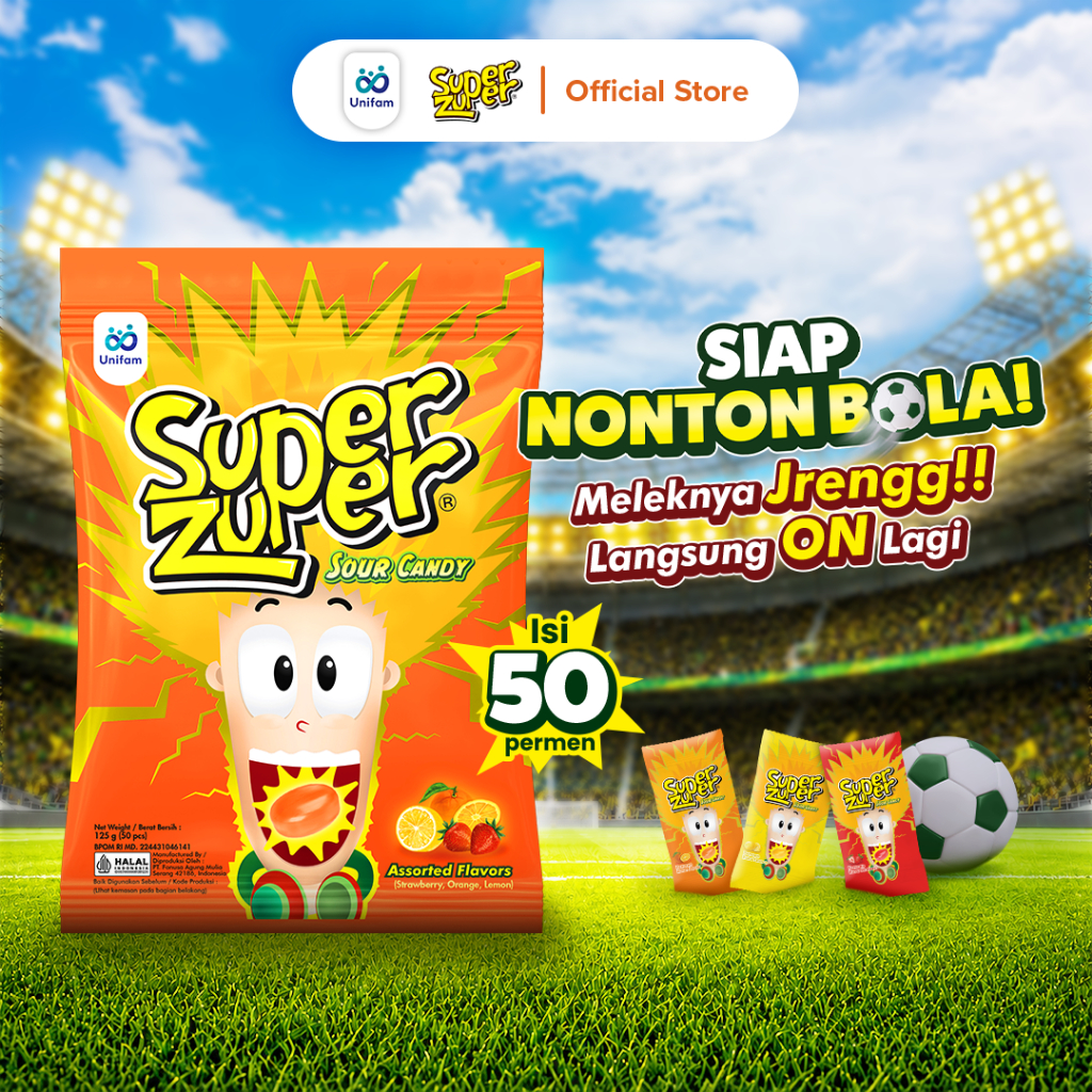 Super Zuper Permen Asem Rasa Buah Bag - Sour Candy Mix 1 Bag (Isi 50 Pcs)
