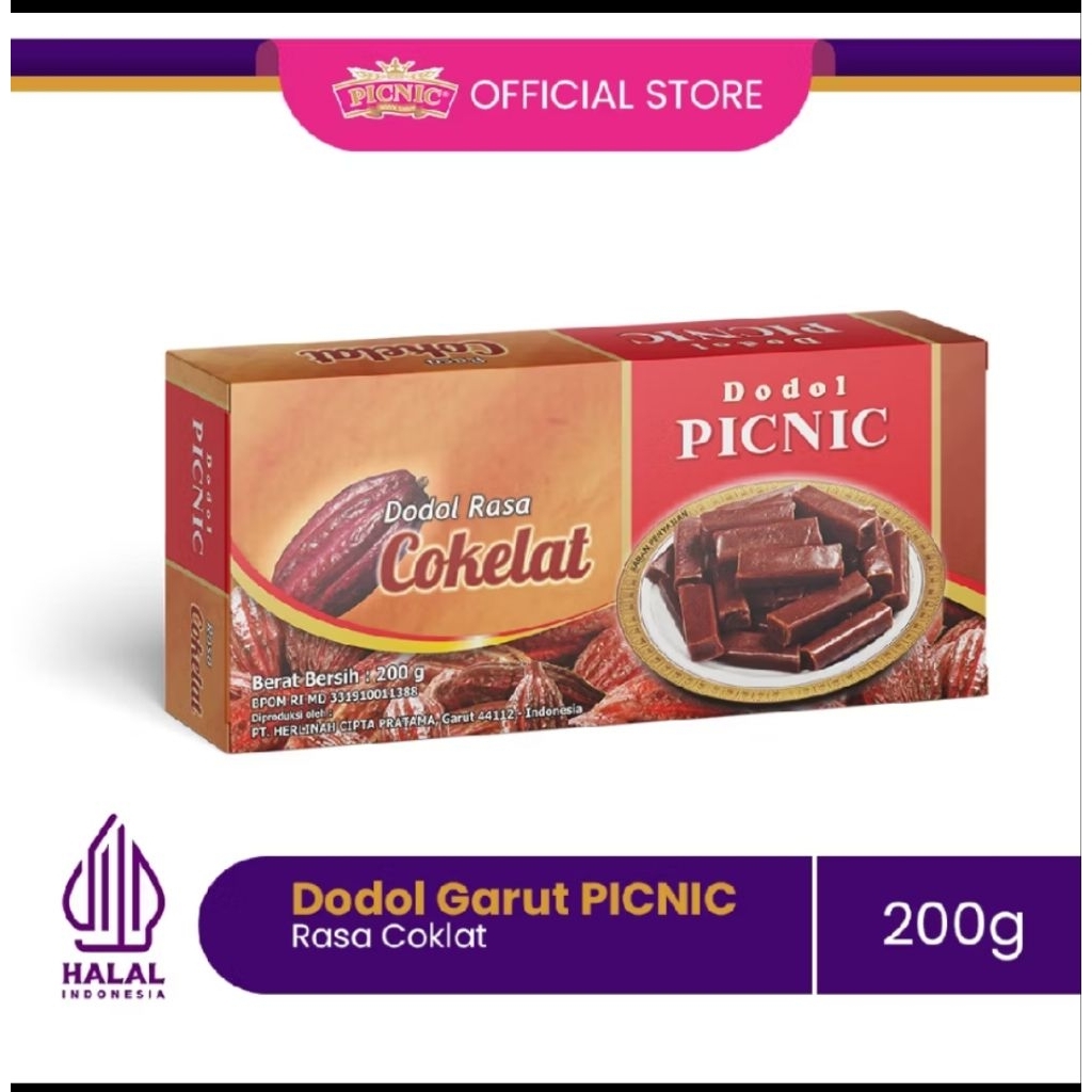 Dodol Garut Picnic Rasa Coklat Wijen Durian 200g