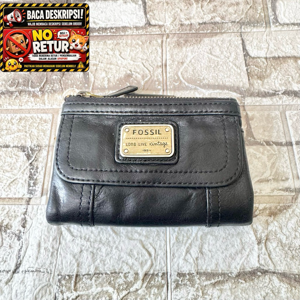 743# NET-Preloved Fossil Emori Medium Wallet Dompet Hitam