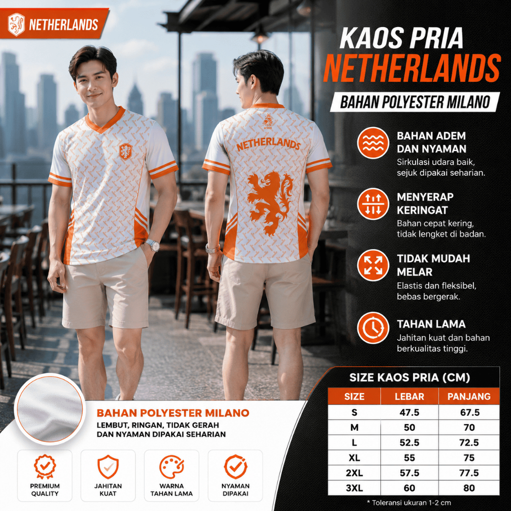 Jersey Timnas Belanda 2026 Home / Jersey Belanda Supporter / Baju Bola Kaos Netherlands Custom Nama