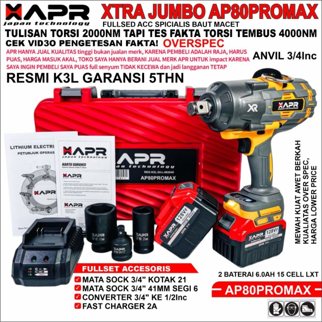 APR AP80 PROMAX 3000 NM RAJA IMPACT WRECH XTRA JUMBO ¾ INCH