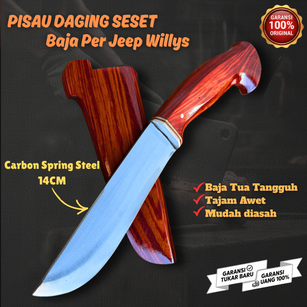 PISAU SKINNER DAPUR SESET Baja Per Jeep WIllys Asli Original Tajam Serbaguna Kayu Samarinda Outdoor